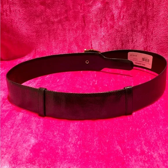 Vintage JUDITH LEIBER Crystal Horse Equine Black leather belt